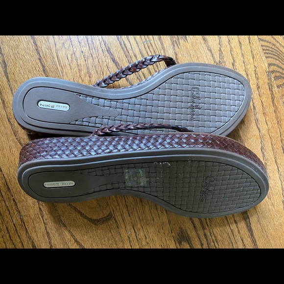 Brand New Cole Haan Nike Air brown braided leather thongs - Picture 6 of 6